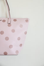 Kate Spade Haven Lane Pink Flitter Polka Dot Tote Bag