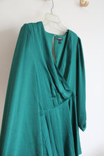 Express Emerald Green Long Sleeved A-Line Dress | L