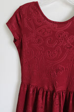 Crush Maroon Paisley Lace Up Back Dress | S