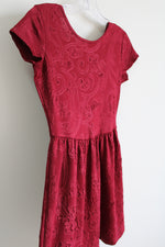 Crush Maroon Paisley Lace Up Back Dress | S
