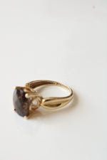 14K Yellow Gold Cushion Set Smokey Quartz Ring | Size 7.5