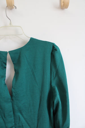 Express Emerald Green Long Sleeved A-Line Dress | L