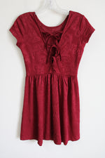 Crush Maroon Paisley Lace Up Back Dress | S