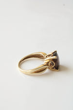 14K Yellow Gold Cushion Set Smokey Quartz Ring | Size 7.5