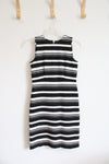 NEW Ann Taylor Black & White Striped Sheath Dress | 2 Petite