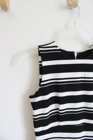 NEW Ann Taylor Black & White Striped Sheath Dress | 2 Petite