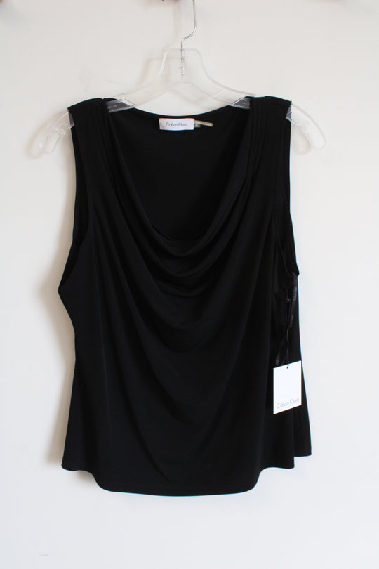 NEW Calvin Klein Black Sleeveless Cowl Neck Top | XL