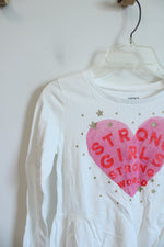 NEW Carter's Strong Girls Strong World Gold Star & Heart White Shirt | Youth 8