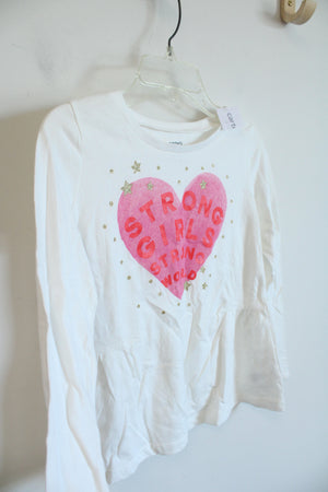 NEW Carter's Strong Girls Strong World Gold Star & Heart White Shirt | Youth 8
