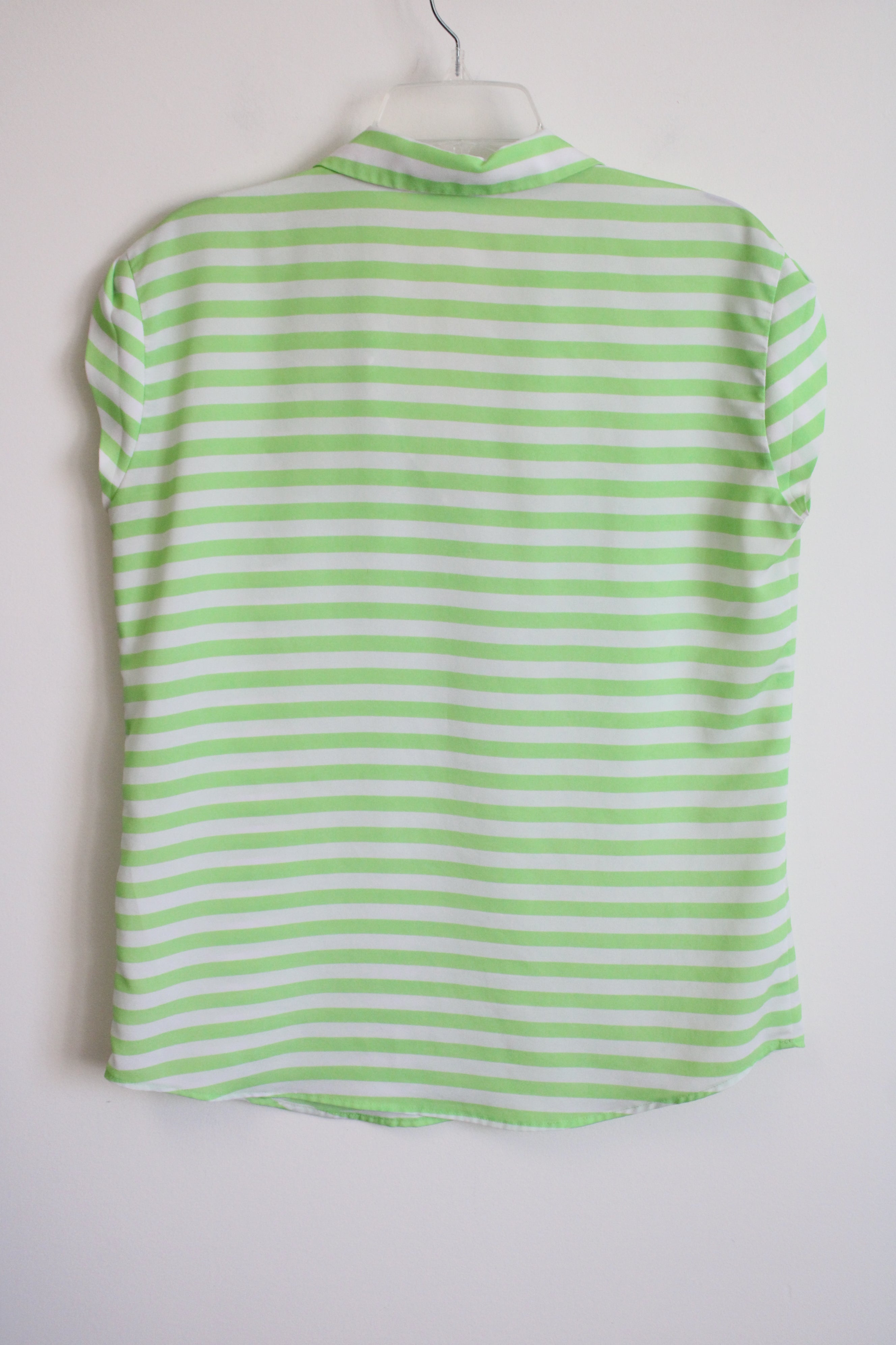New York & Co. Neon Green White Striped Blouse | M