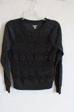 Aerie Charcoal Gray Open Knit Sweater | S