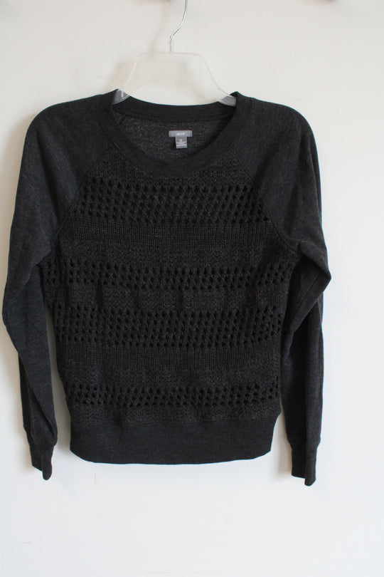 Aerie Charcoal Gray Open Knit Sweater | S