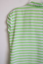 New York & Co. Neon Green White Striped Blouse | M