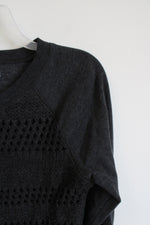 Aerie Charcoal Gray Open Knit Sweater | S