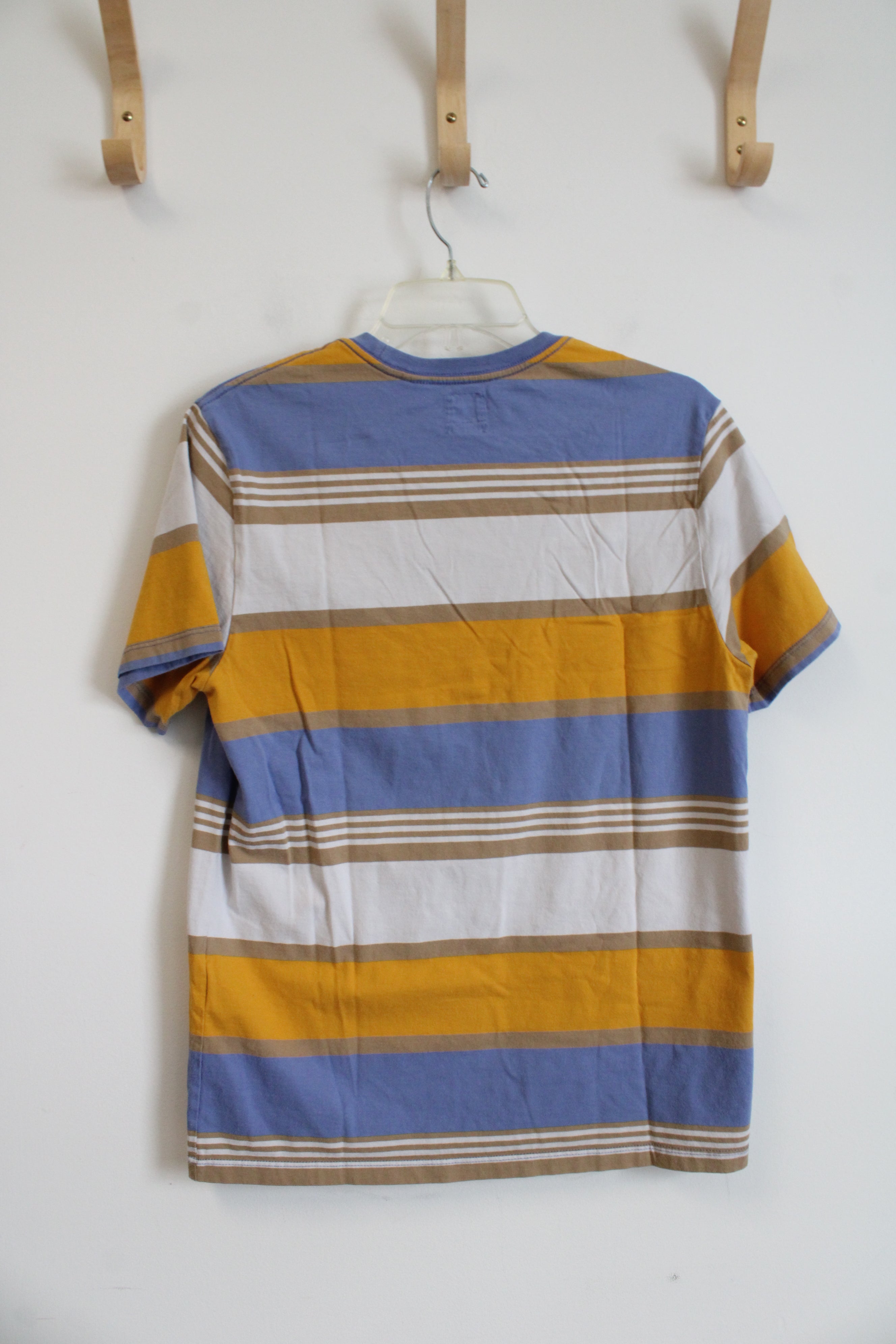 Levi's Standard Blue Gold Brown & White Striped Shirt | M