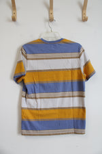 Levi's Standard Blue Gold Brown & White Striped Shirt | M
