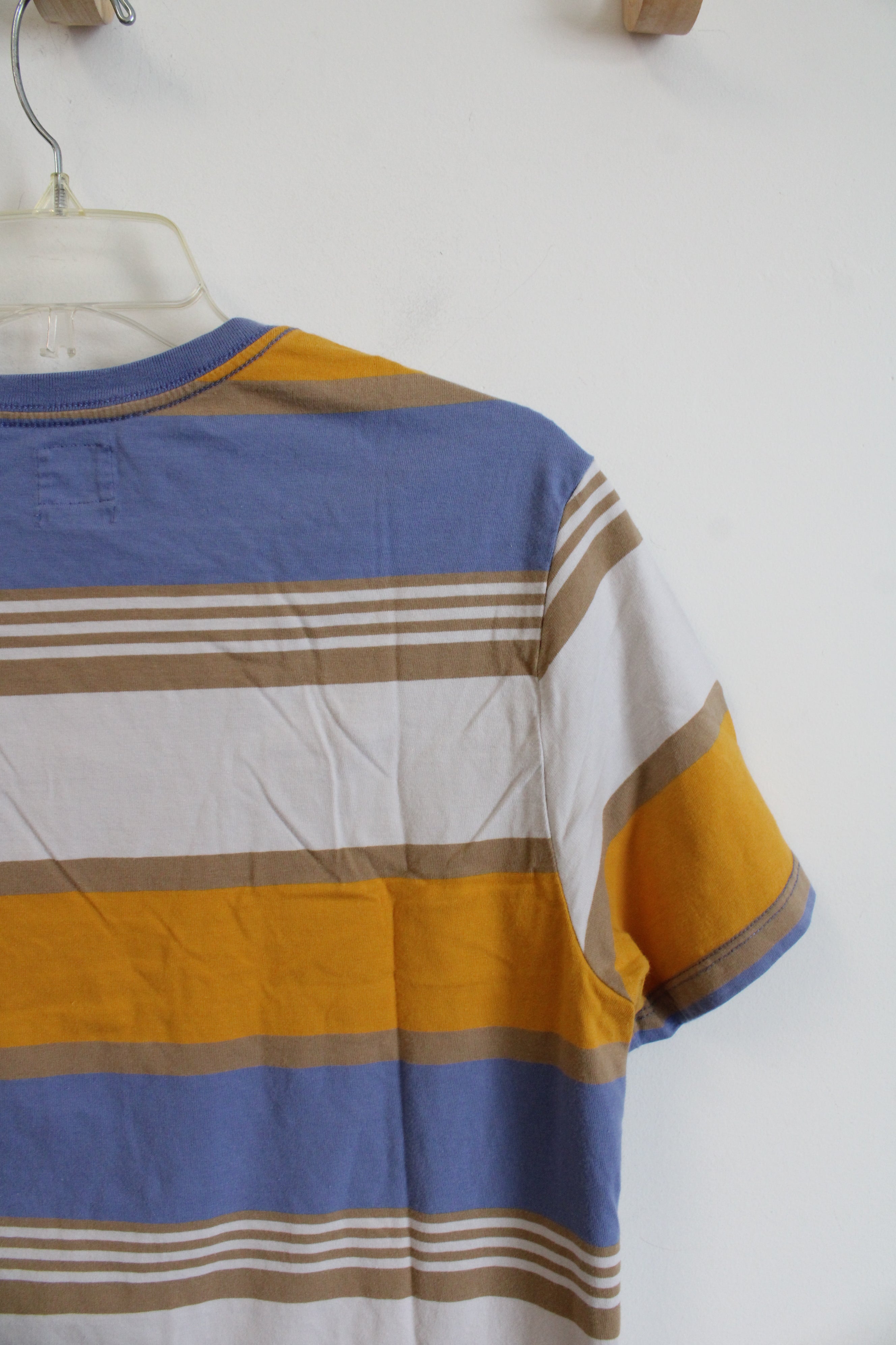 Levi's Standard Blue Gold Brown & White Striped Shirt | M