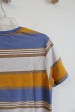 Levi's Standard Blue Gold Brown & White Striped Shirt | M