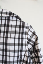 Faded Glory Black and White Plaid Button Down Rain Jacket With Button Loops | M