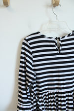 Rare Editions Black & White Striped Sequined Pumpkin & Black Cat Dress | Youth 14