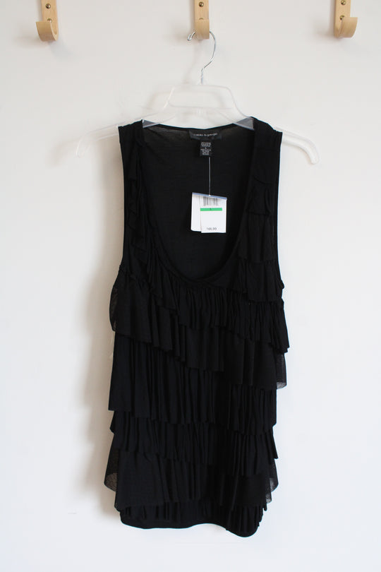 NEW Cable & Gauge Black Ruffled Top | L