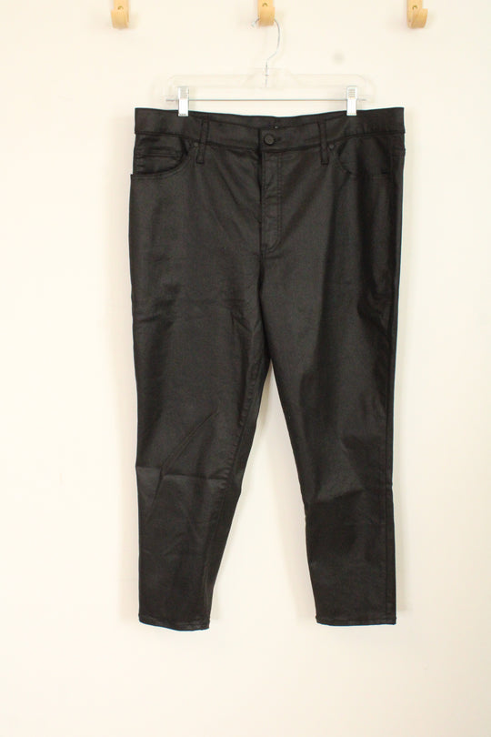 Express Black Wax Coated Skinny High Rise Stretch Jeans | 16S