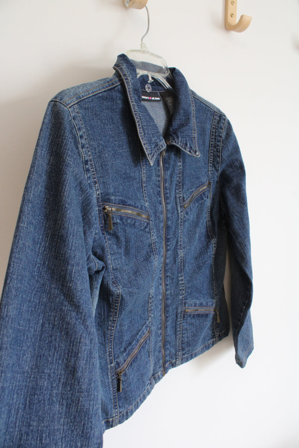 DKNY Jeans Dark Wash Full Zip Denim Jacket | 11