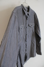 Michael Brandon Gray & White Striped Button Down Shirt | XL