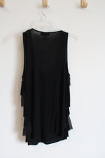 NEW Cable & Gauge Black Ruffled Top | L
