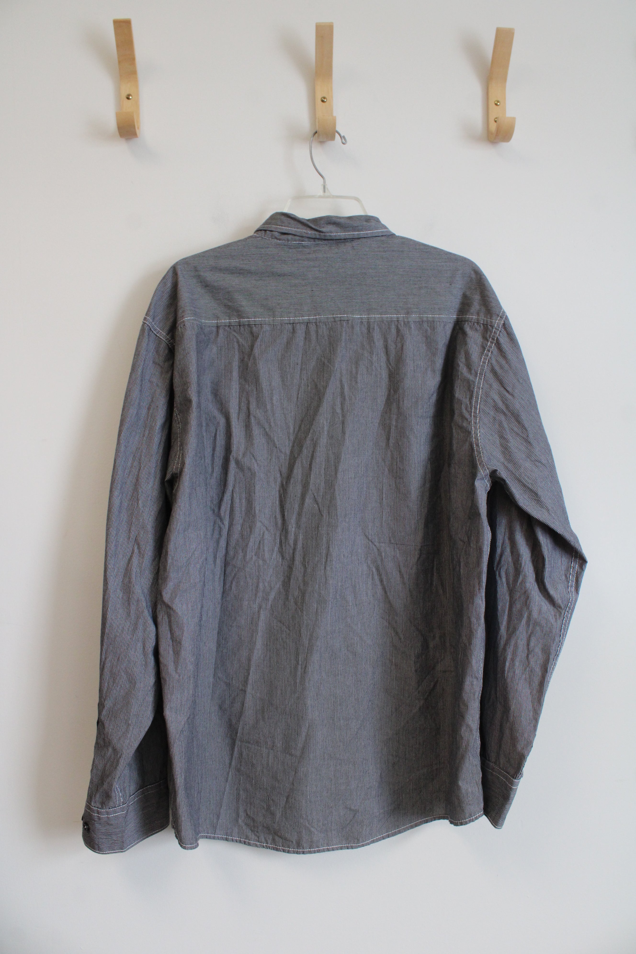 Michael Brandon Gray & White Striped Button Down Shirt | XL