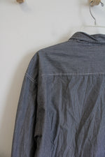 Michael Brandon Gray & White Striped Button Down Shirt | XL