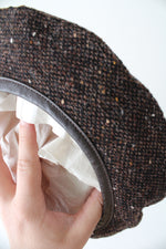 JJ Hat Center Alfonso D'Este Brown Speckled Wool Beret Cap