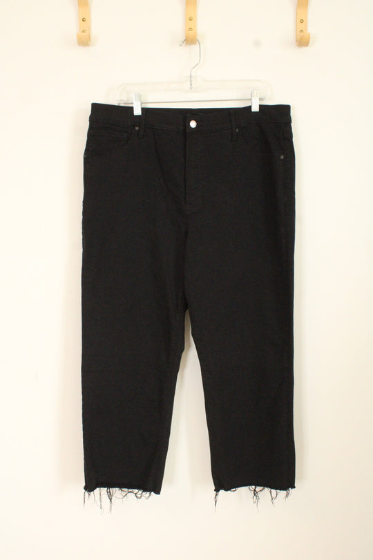 Express Black Frayed Bottom High-rise Stretch Ankle Jeans | 16S