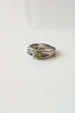 10K White Gold Green & Blue Stone Ring | Size 6