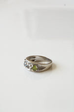 10K White Gold Green & Blue Stone Ring | Size 6