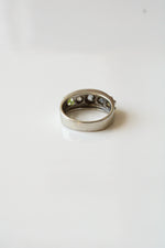 10K White Gold Green & Blue Stone Ring | Size 6