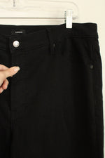 Express Black Frayed Bottom High-rise Stretch Ankle Jeans | 16S