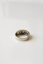10K White Gold Green & Blue Stone Ring | Size 6