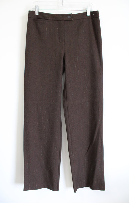 Chico's Striped Shimmer Brown Trouser Pants | 0.5 (6) Tall