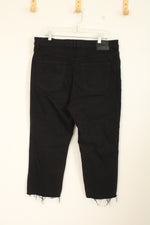 Express Black Frayed Bottom High-rise Stretch Ankle Jeans | 16S