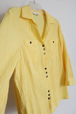 Christopher & Banks Yellow Textured Button Down Shirt | 2X Petite