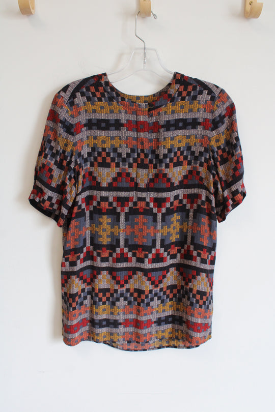 Pendleton Multi-Colored Southwestern Style Short Sleeve Blouse | 8