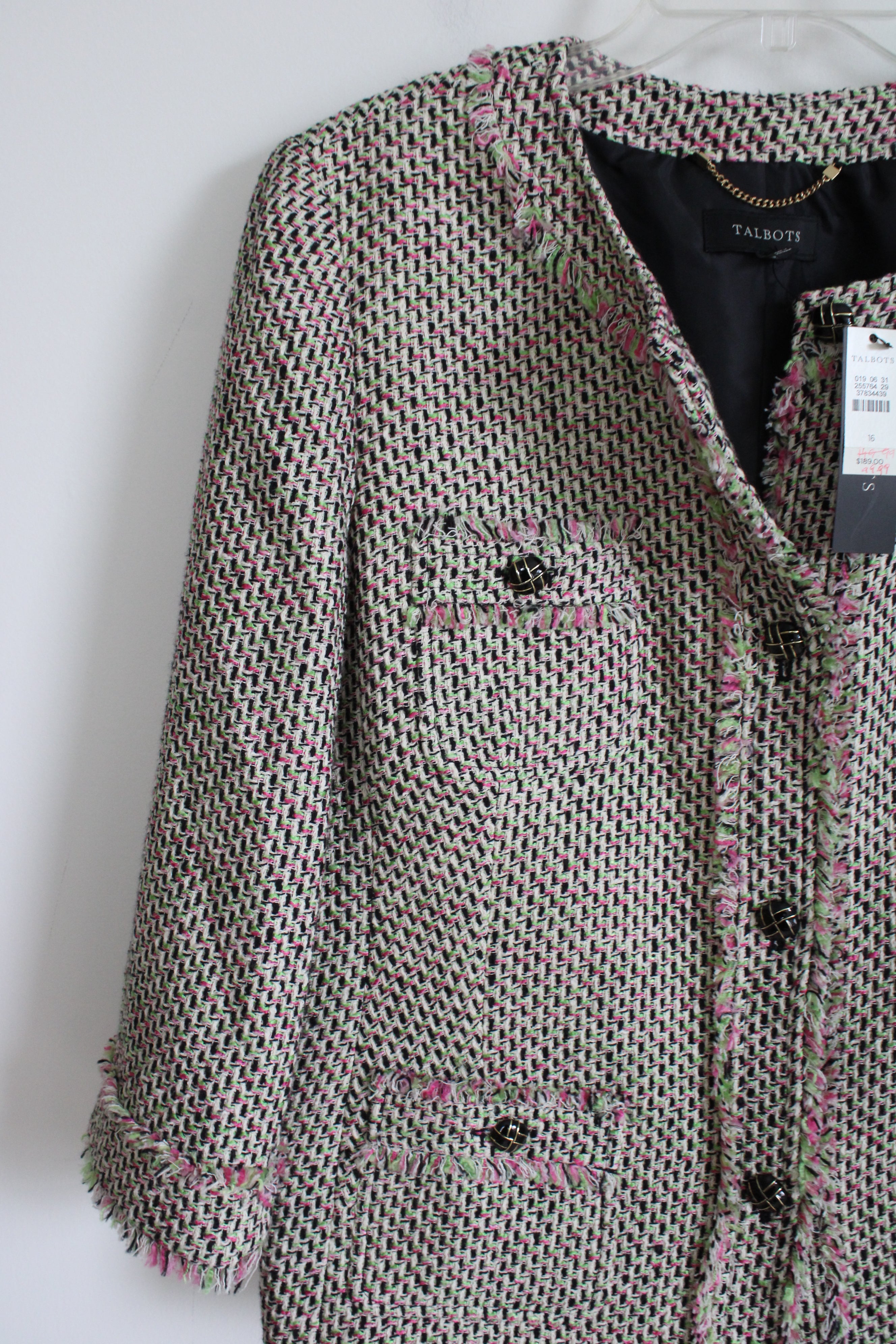 NEW Talbots Pink Green Tweed Jacket | 16