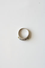 10K White Gold Green & Blue Stone Ring | Size 6