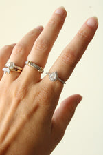 14K White Gold Pear Shaped Halo Ring | Size 6.5