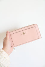 Coach Pink Cross Grain Leather Accordion Wallet