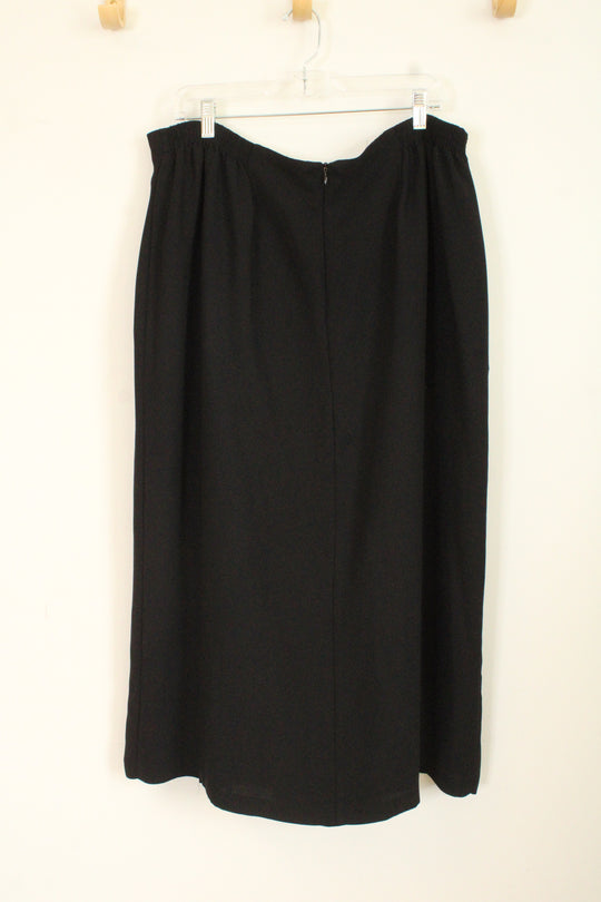 Dress Barn Woman Black Midi Dress Skirt with Front Slit | 22