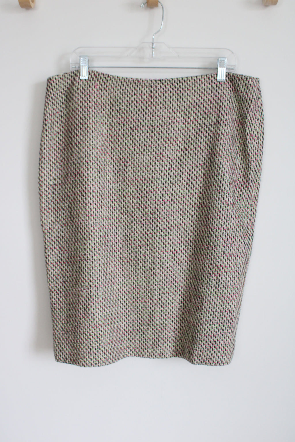 NEW Talbots Pink Green Tweed Pencil Skirt | 16