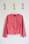 Talbots Coral Pink Distressed Hem Denim Jacket | L