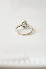 14K White Gold Pear Shaped Halo Ring | Size 6.5